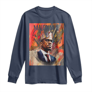 Malcolm X Long Sleeve Shirt King Hip Hop Aesthetic Art Black Civil Rights TS09 Navy Print Your Wear