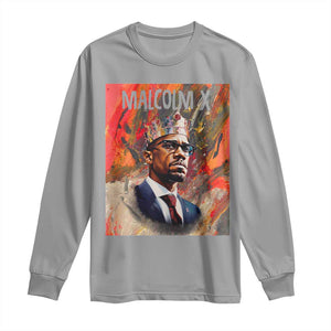 Malcolm X Long Sleeve Shirt King Hip Hop Aesthetic Art Black Civil Rights TS09 Sport Gray Print Your Wear