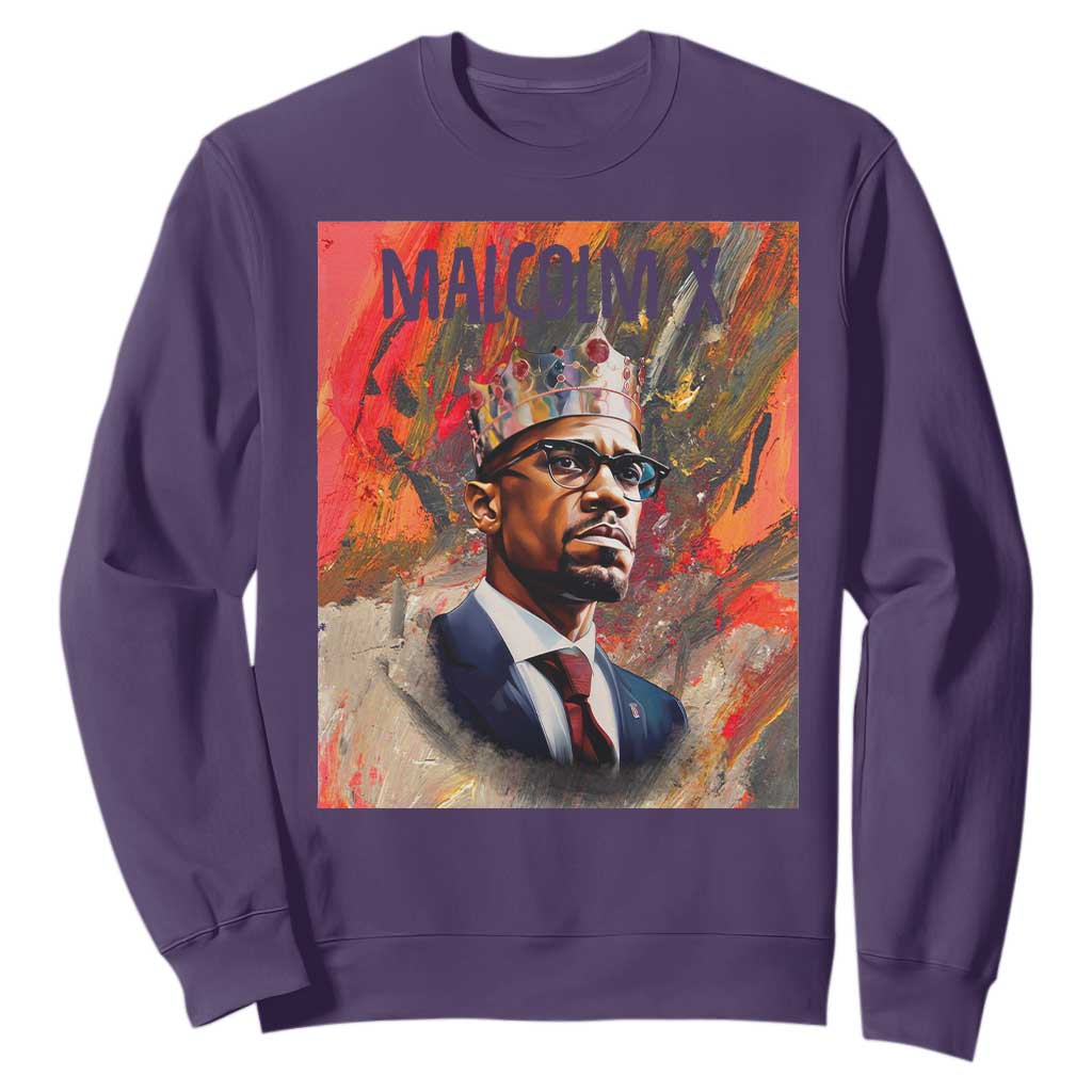 Malcolm X Sweatshirt King Hip Hop Aesthetic Art Black History Month TS09 Purple Printyourwear