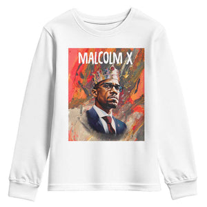 Malcolm X Youth Sweatshirt King Hip Hop Aesthetic Art Black Civil Rights TS09 White Print Your Wear