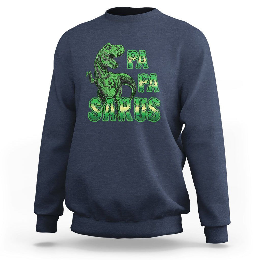 Papasaurus Funny Dinosaur Father's Day Sweatshirt TS09 Navy Print Your Wear
