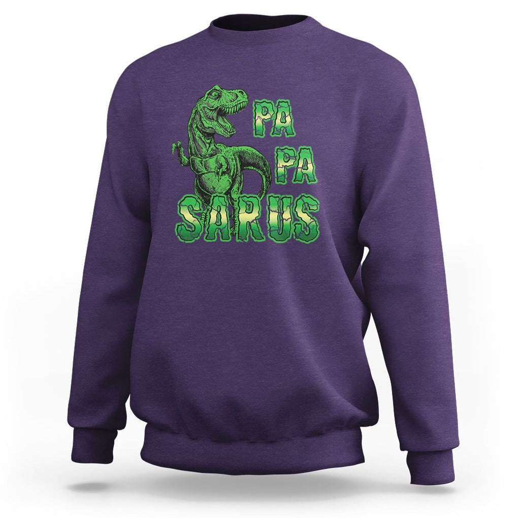 Papasaurus Funny Dinosaur Father's Day Sweatshirt TS09 Purple Print Your Wear
