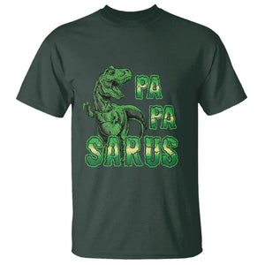 Papasaurus Funny Dinosaur Father's Day T Shirt TS09 Dark Forest Green Print Your Wear