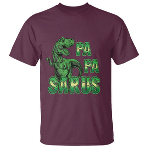 Papasaurus Funny Dinosaur Father's Day T Shirt TS09 Maroon Print Your Wear