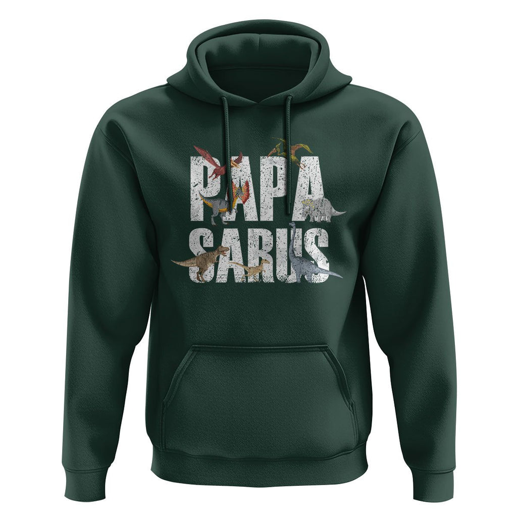Papasaurus Funny Dinosaur Father's Day Hoodie TS09 Dark Forest Green Print Your Wear