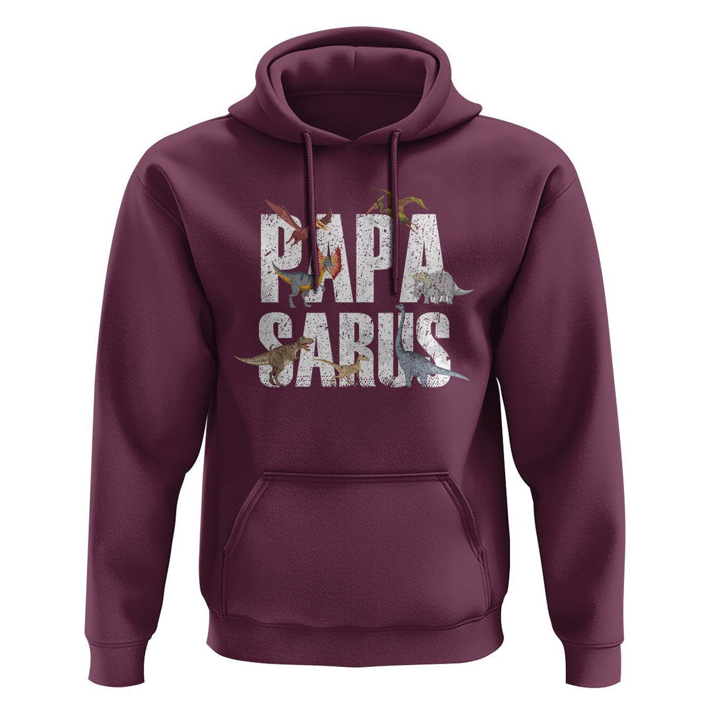 Papasaurus Funny Dinosaur Father's Day Hoodie TS09 Maroon Print Your Wear