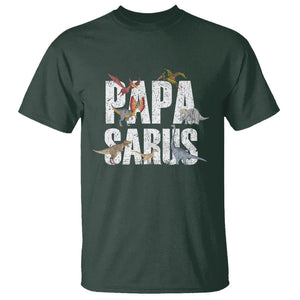 Papasaurus Funny Dinosaur Father's Day T Shirt TS09 Dark Forest Green Print Your Wear