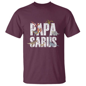 Papasaurus Funny Dinosaur Father's Day T Shirt TS09 Maroon Print Your Wear