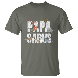 Papasaurus Funny Dinosaur Father's Day T Shirt TS09 Military Green Print Your Wear