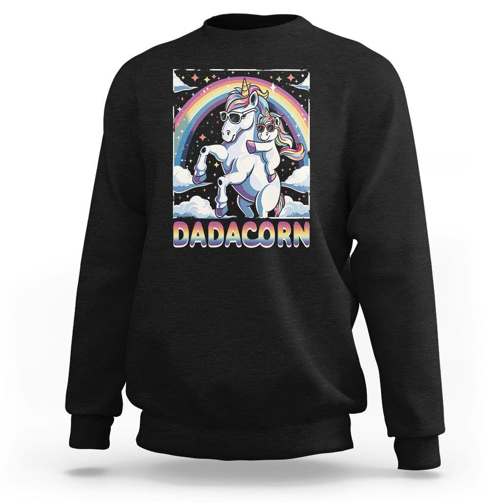 Dadacorn Funny Unicorn Father's Day Sweatshirt TS09 Black Print Your Wear