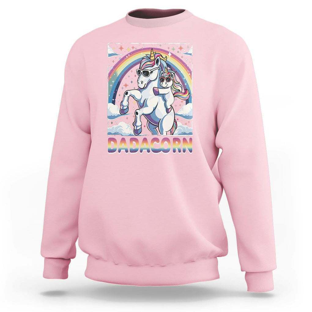 Dadacorn Funny Unicorn Father's Day Sweatshirt TS09 Light Pink Print Your Wear