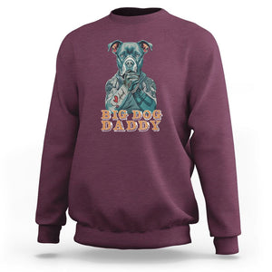 Dog Dad Sweatshirt Pitbull Dog Tattoo I Love Dad Father's Day Dog Lover TS09 Maroon Print Your Wear