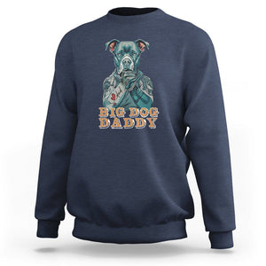 Dog Dad Sweatshirt Pitbull Dog Tattoo I Love Dad Father's Day Dog Lover TS09 Navy Print Your Wear