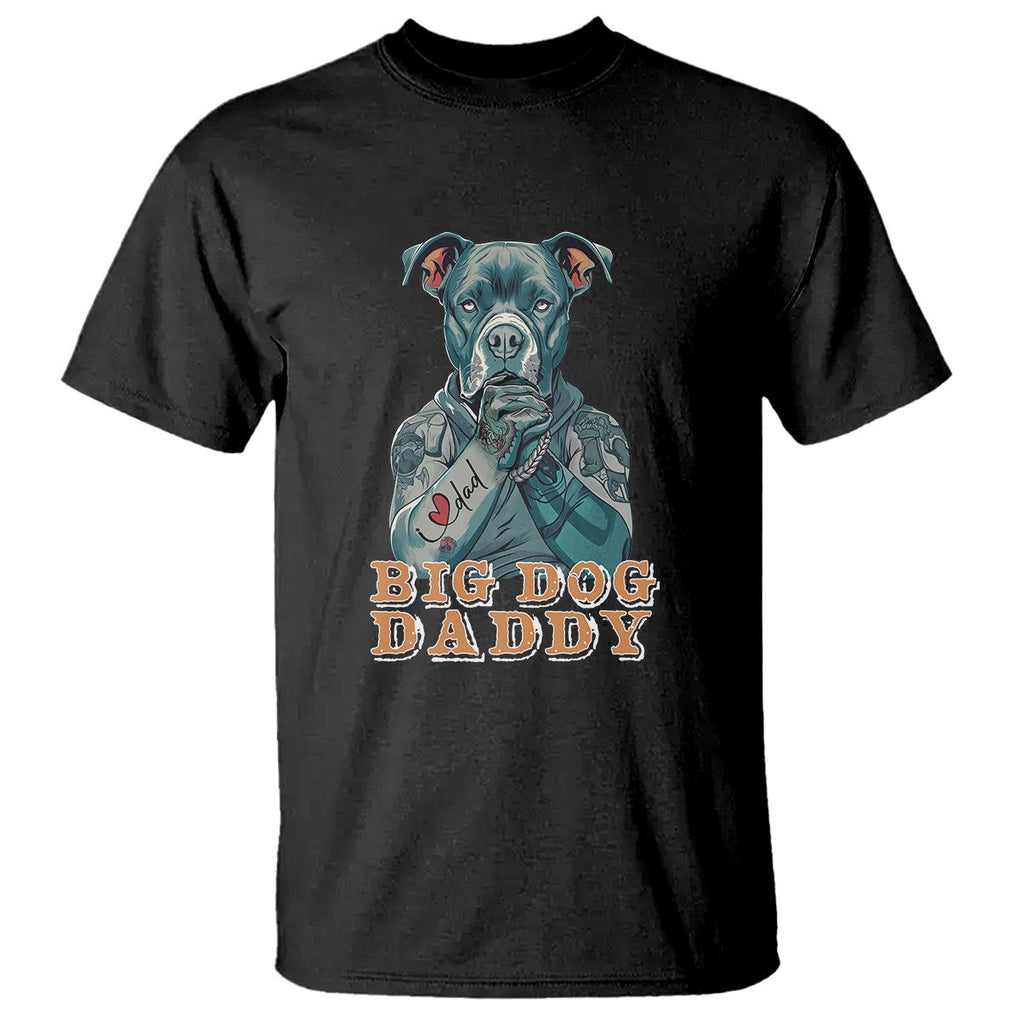 Dog Dad T Shirt Pitbull Dog Tattoo I Love Dad Father's Day Dog Lover TS09 Black Print Your Wear