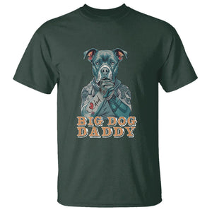 Dog Dad T Shirt Pitbull Dog Tattoo I Love Dad Father's Day Dog Lover TS09 Dark Forest Green Print Your Wear