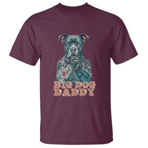 Dog Dad T Shirt Pitbull Dog Tattoo I Love Dad Father's Day Dog Lover TS09 Maroon Print Your Wear