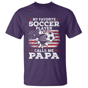 Soccer Dad T Shirt My Favorite Soccer Player Calls Me Papa Father's Day TS09 Purple Print Your Wear