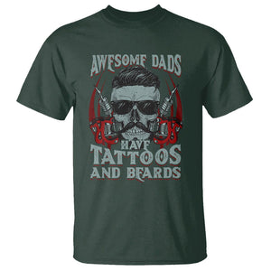 Father's Day T Shirt Awesome Dads Have Tattoos And Beards TS09 Dark Forest Green Print Your Wear