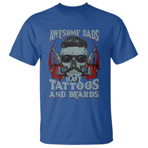 Father's Day T Shirt Awesome Dads Have Tattoos And Beards TS09 Royal Blue Print Your Wear