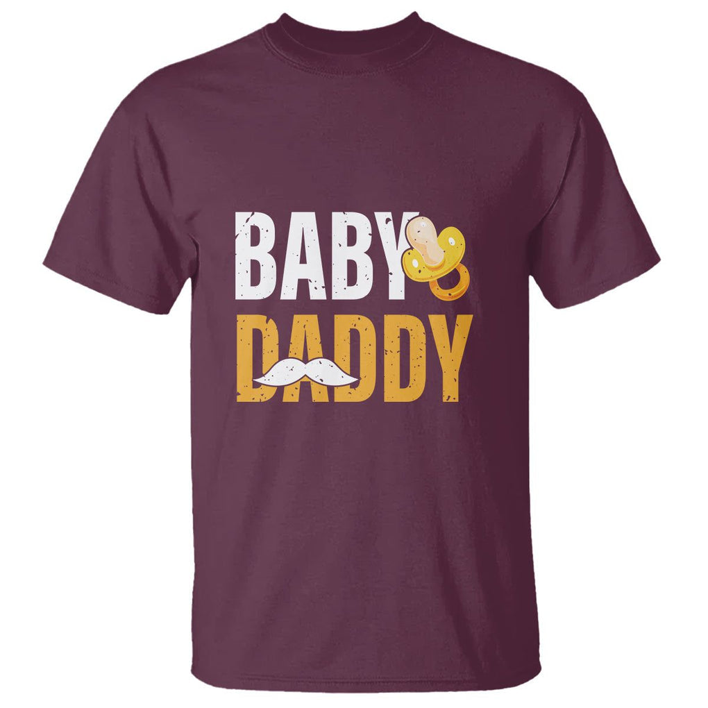 Funny New Dad T Shirt Baby Daddy First Time Father's Day TS09 Maroon Print Your Wear