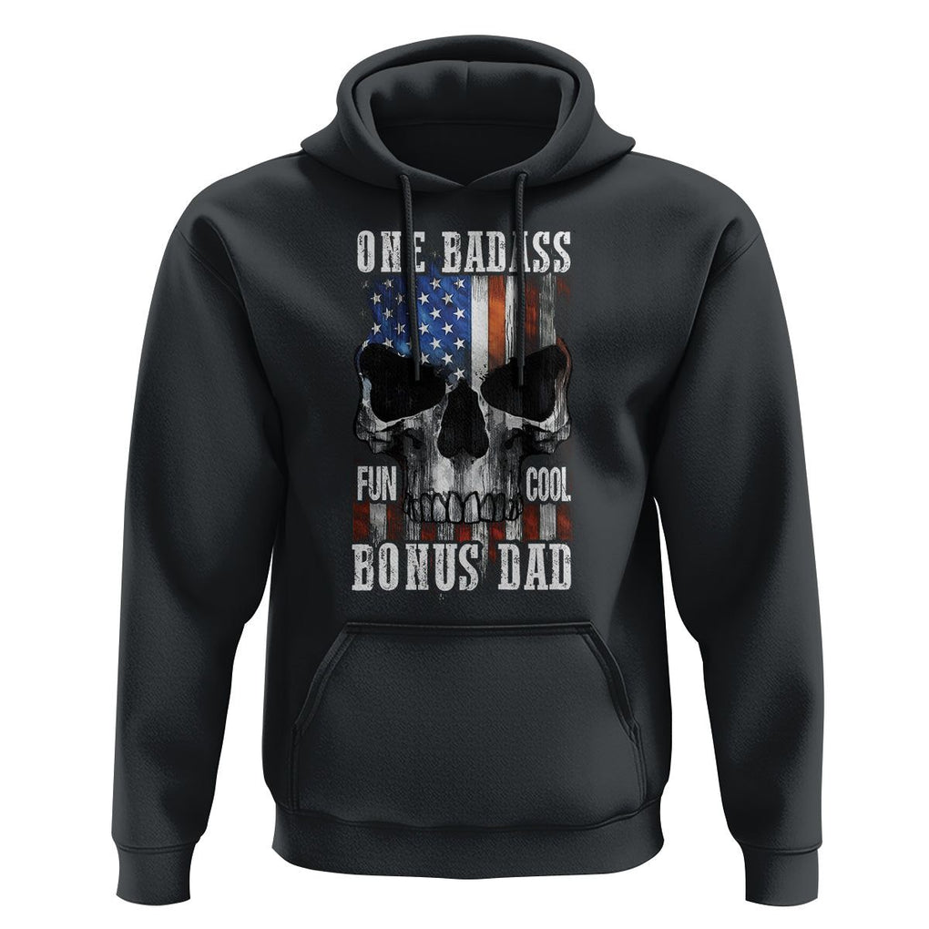 Father's Day Hoodie One Badass Bonus Dad Skull TS09 Black Print Your Wear