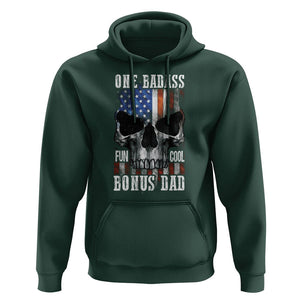 Father's Day Hoodie One Badass Bonus Dad Skull TS09 Dark Forest Green Print Your Wear