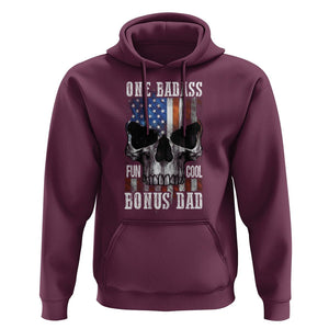 Father's Day Hoodie One Badass Bonus Dad Skull TS09 Maroon Print Your Wear