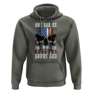 Father's Day Hoodie One Badass Bonus Dad Skull TS09 Military Green Print Your Wear