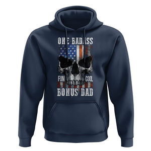 Father's Day Hoodie One Badass Bonus Dad Skull TS09 Navy Print Your Wear