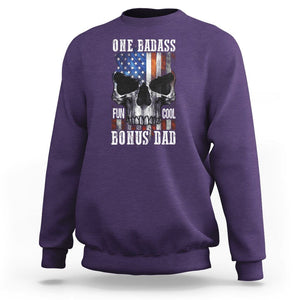 Father's Day Sweatshirt One Badass Bonus Dad Skull TS09 Purple Print Your Wear