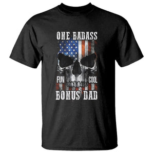 Father's Day T Shirt One Badass Bonus Dad Skull TS09 Black Print Your Wear