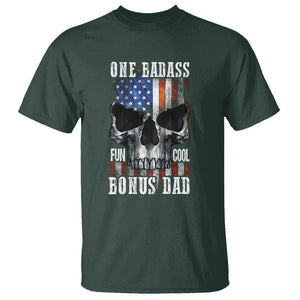 Father's Day T Shirt One Badass Bonus Dad Skull TS09 Dark Forest Green Print Your Wear