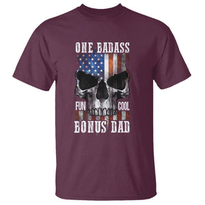 Father's Day T Shirt One Badass Bonus Dad Skull TS09 Maroon Print Your Wear