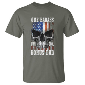 Father's Day T Shirt One Badass Bonus Dad Skull TS09 Military Green Print Your Wear