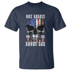 Father's Day T Shirt One Badass Bonus Dad Skull TS09 Navy Print Your Wear