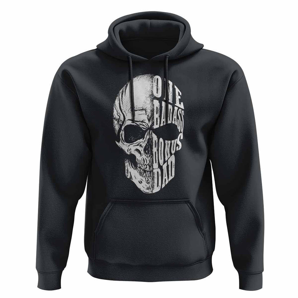 Father's Day Hoodie One Badass Bonus Dad Skull TS09 Black Print Your Wear