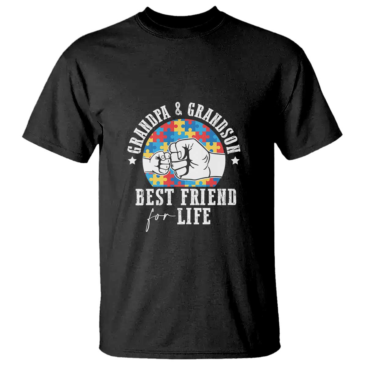 Autism Awareness T Shirt Grandpa Grandson Best Friend For Life Father's Day TS09 Black Print Your Wear