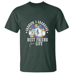 Autism Awareness T Shirt Grandpa Grandson Best Friend For Life Father's Day TS09 Dark Forest Green Print Your Wear