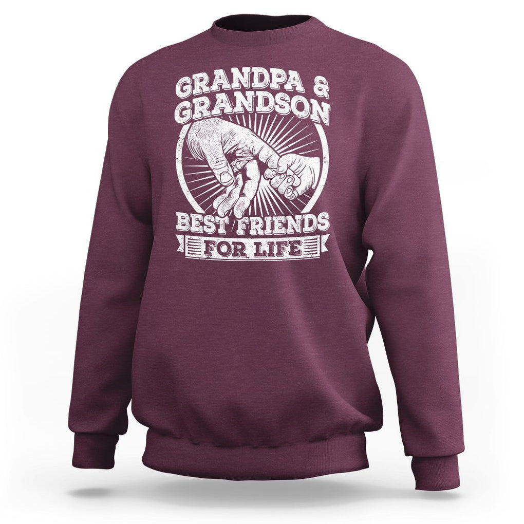 Father's Day Sweatshirt Grandpa Grandson Best Friend for Life TS09 Maroon Print Your Wear