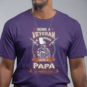 Veteran Dad Father's Day T Shirt Being A Veteran Is An Honor Being Papa Is Priceless TS09 Purple Print Your Wear