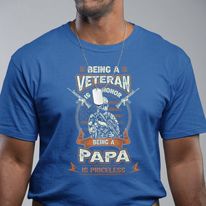 Veteran Dad Father's Day T Shirt Being A Veteran Is An Honor Being Papa Is Priceless TS09 Royal Blue Print Your Wear