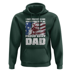 Father's Day Hoodie I Once Protected Him Now He Protects Me Proud Army Dad TS09 Dark Forest Green Print Your Wear