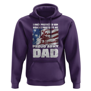 Father's Day Hoodie I Once Protected Him Now He Protects Me Proud Army Dad TS09 Purple Print Your Wear