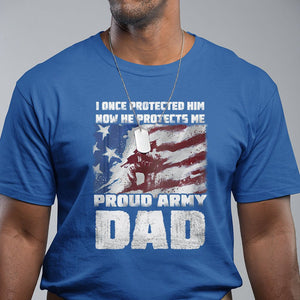 Proud Army Dad T Shirt I Once Protected Him Now He Protects Me Father's Day TS09 Royal Blue Print Your Wear