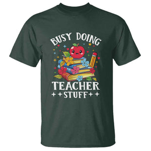 Funny Busy Doing Teacher Stuff Retro T Shirt TS09 Dark Forest Green Print Your Wear