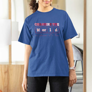 Teacher T Shirt For Women Changing The World One Phoneme At A Time TS09 Royal Blue Print Your Wear