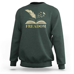 Book Lover Sweatshirt Reading Freadom Against Book Bans TS09 Dark Forest Green Print Your Wear