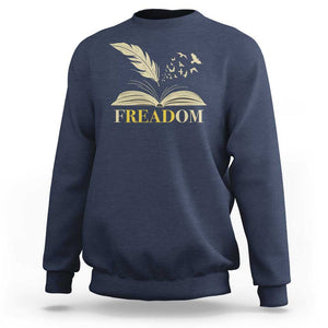 Book Lover Sweatshirt Reading Freadom Against Book Bans TS09 Navy Print Your Wear