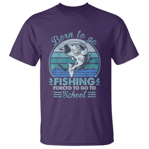 Funny Born To Go Fishing Forced To Go To School Fisherman Boys Kids T Shirt TS09 Purple Print Your Wear