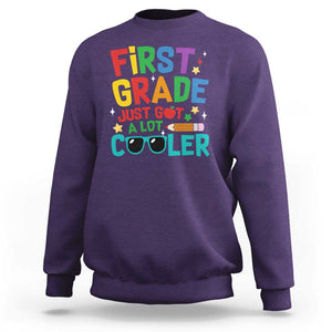 Funny First Grade Sweatshirt Just Got A Lot Cooler TS09 Purple Print Your Wear